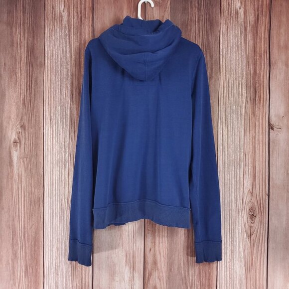 VTG Y2K Abercrombie & Fitch XL Muscle Blue Distressed Hoodie Button Front Jacket - Picture 2 of 16